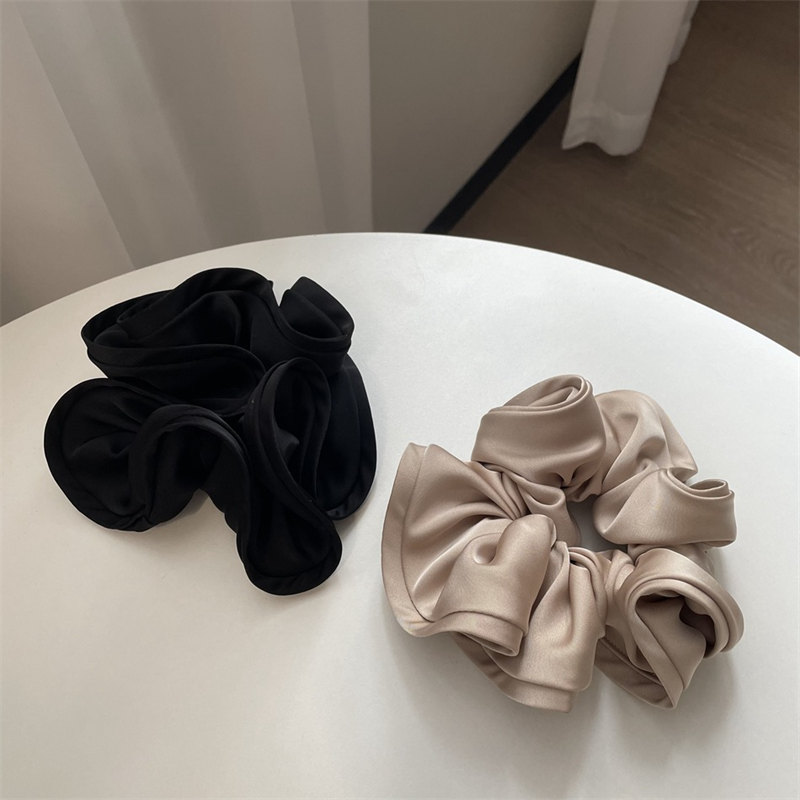 Luxury Large Custom Pastel Satin Human Hair Private Label Designer Scrunchie
