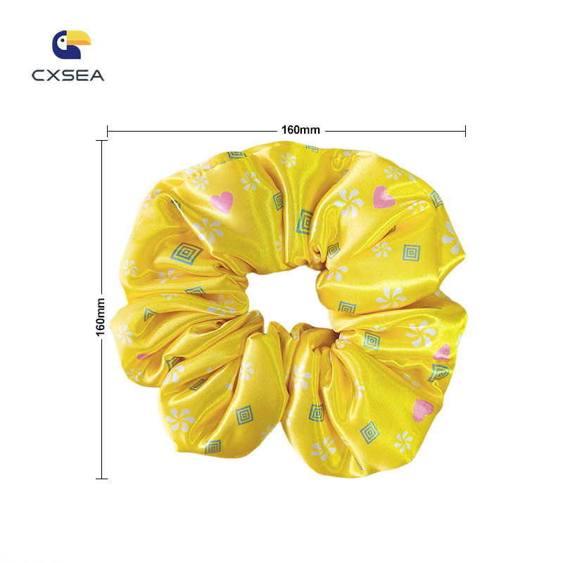 OEM High Quality Colorful Polyester Satin Eyelash Elastic Scrunchies Promotional Gift Custom Fashion Girls Hair Accessories