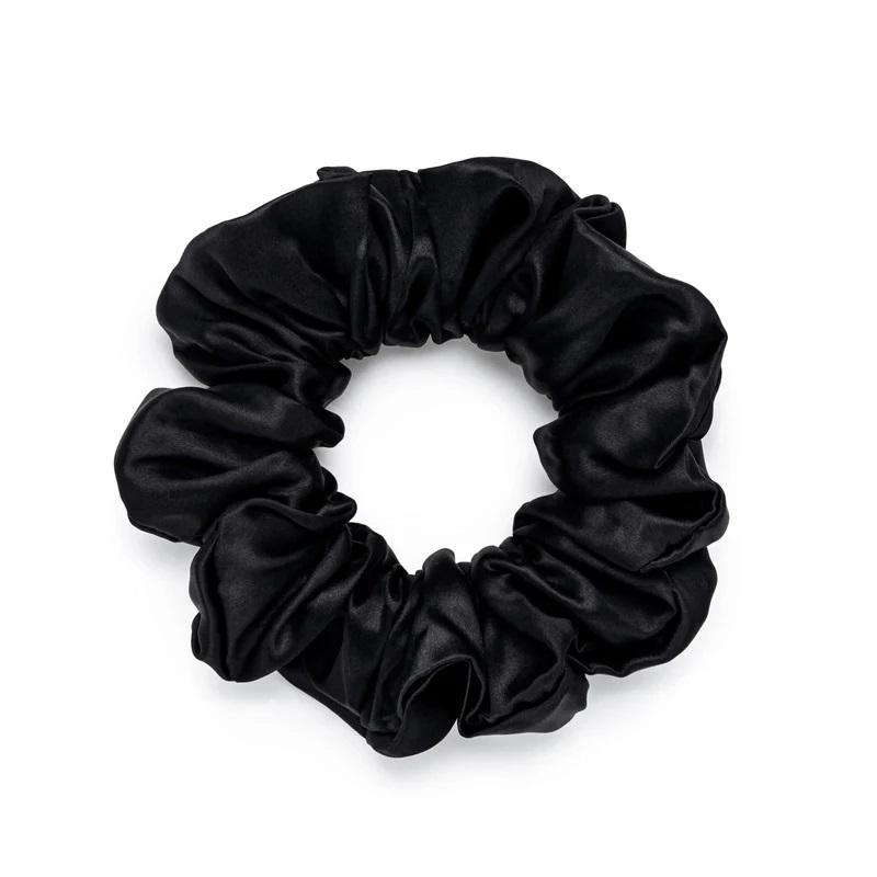 Wholesale Custom Silk Satin Scrunchie with logo Solid Color Silk Crunchies Hair Ties for Woman