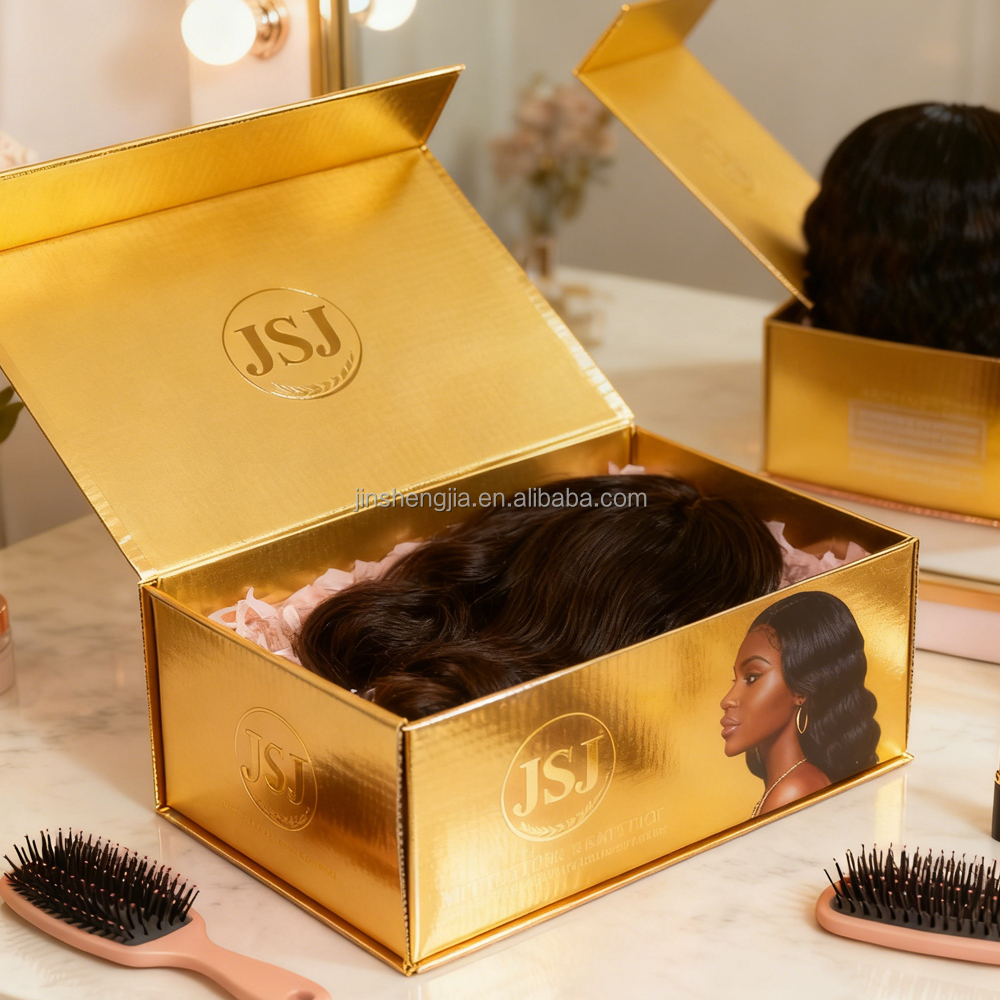 Factory Custom Printed Matt Laminated Color Wig Hair Extension Magnetic Cover Gift Box Portable Sponge Liner for Beautiful Women