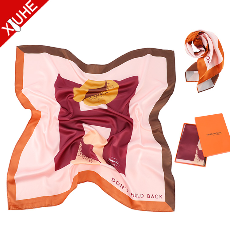 OEM Silk Scarfs For Women Stylish Shawls Luxury Brand Digital Printing Scarves Satin Polyester Square Custom Scarves