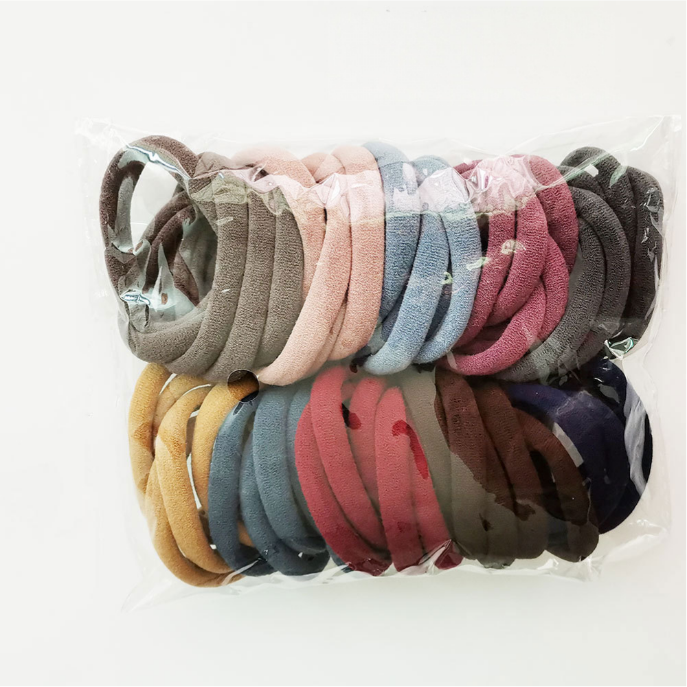 IFOND Factory Wholesale 100pcs 5cm Elastic Polyester Fashion Hair Ties Simple Ponytail No Crease Damage Unisex Everyday Bands