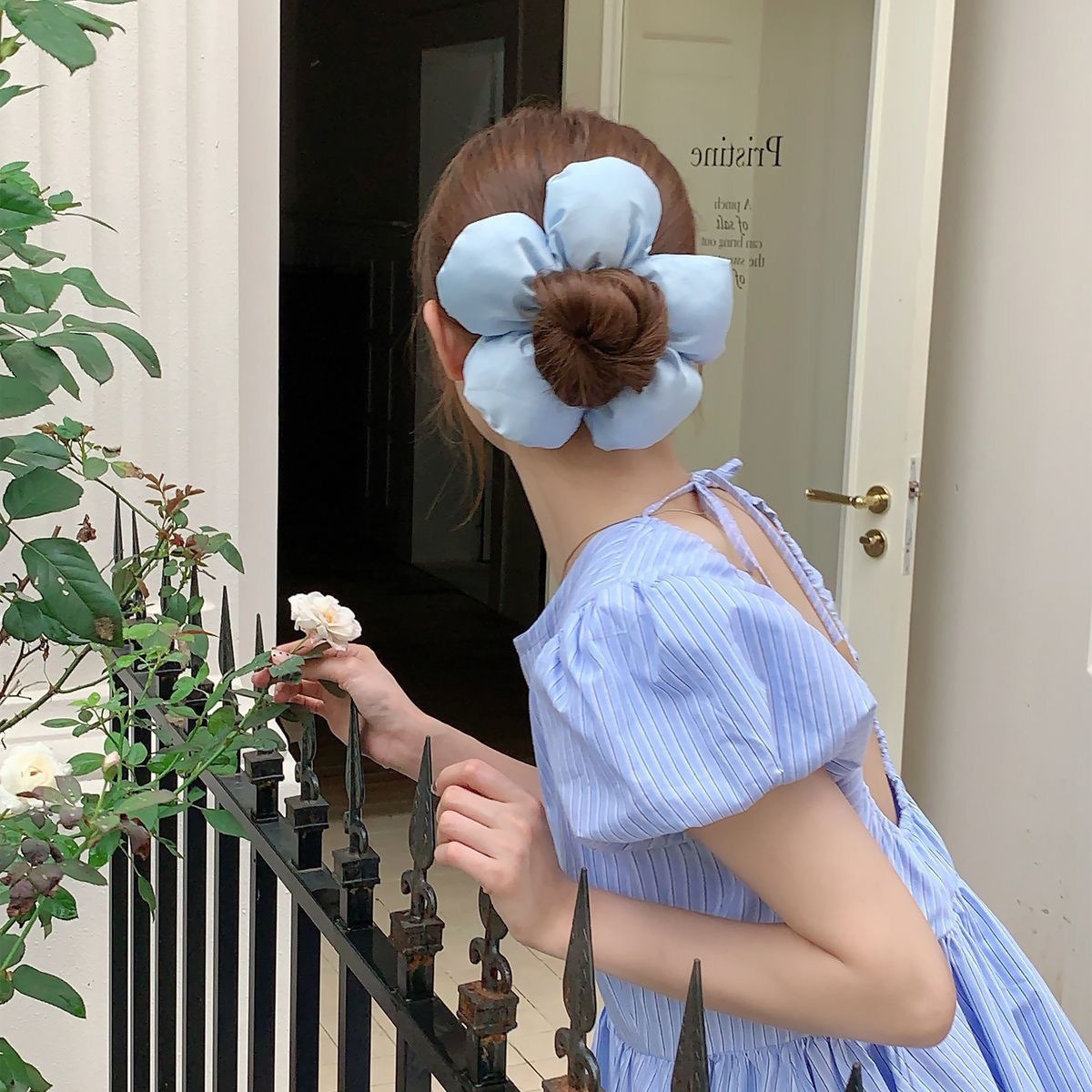 DREAM FASHION Flower Cute Solid Color Extra Large Hair Scrunchies Wholesale Extra Large Women Hair Accessories