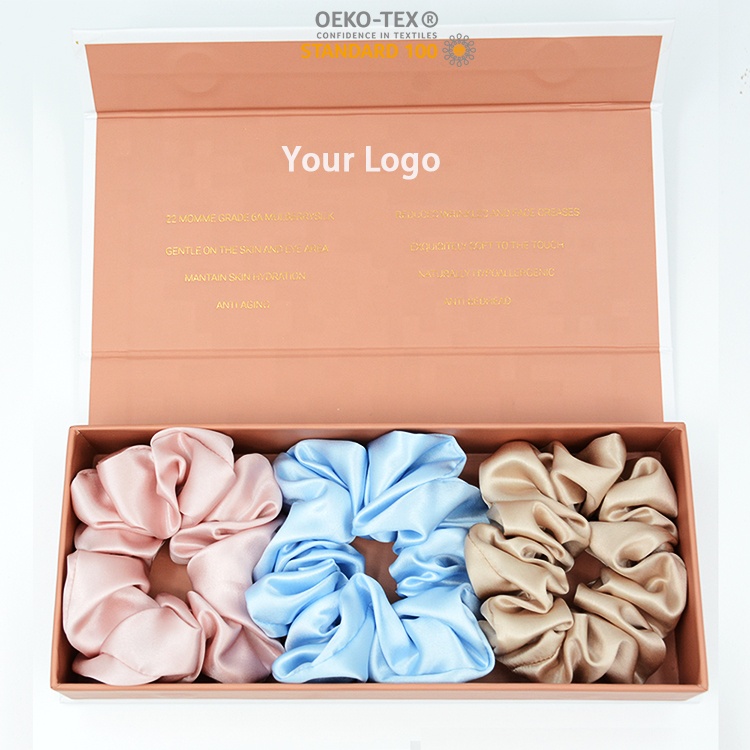 100% Pure Silk Luxury Scrunchie Bulk Hair Accessories with Custom Logo Label &amp; Box for Home &amp; Hotel Use Pillow &amp; Cushion Cases