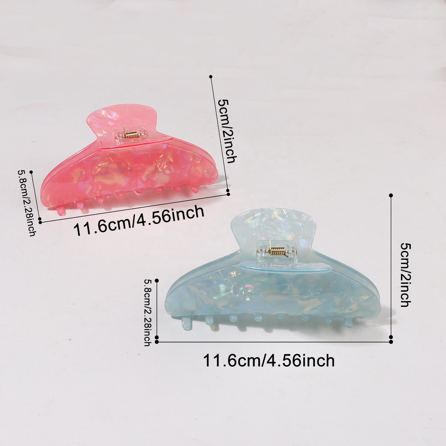 Dreamy Iridescent Shell Pattern Shark Clip Women All-Match Handmade Custom Logo Women Back-of-Head Updo Claw Clip Hair Accessory