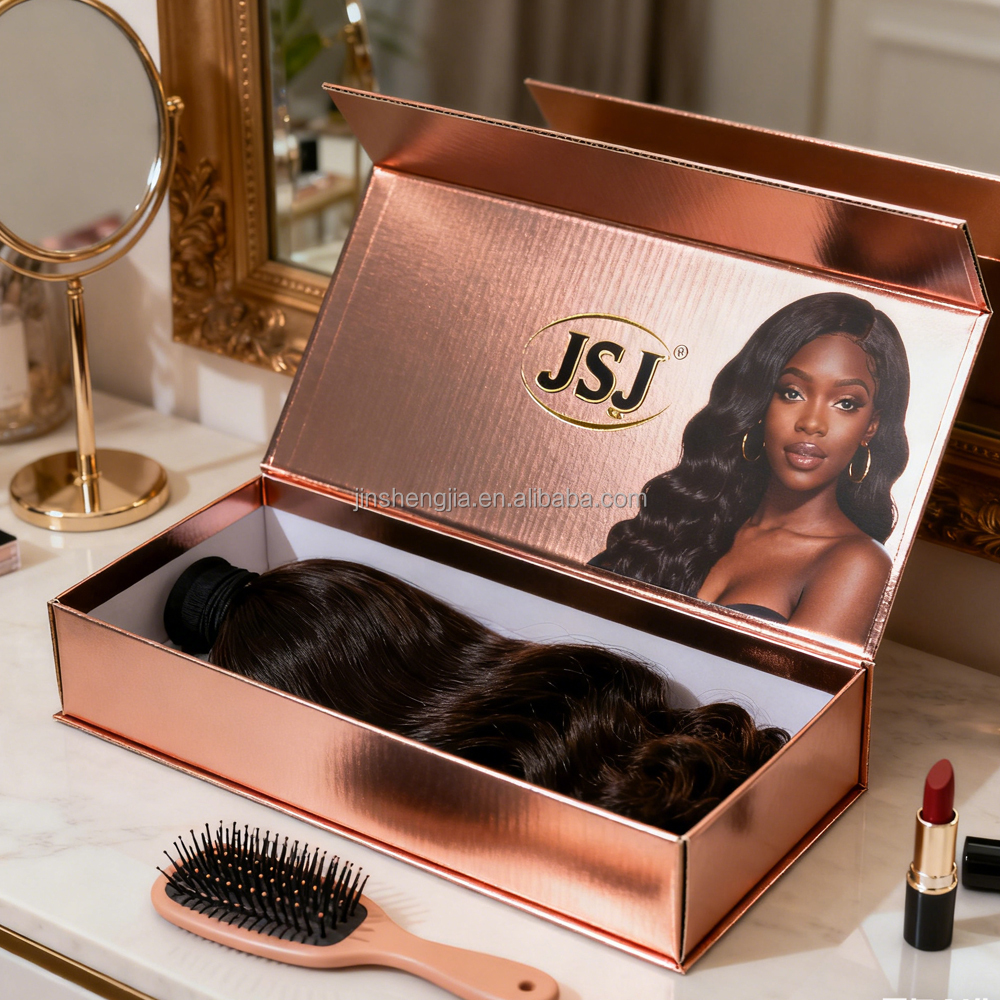Factory Custom Printed Matt Laminated Color Wig Hair Extension Magnetic Cover Gift Box Portable Sponge Liner for Beautiful Women