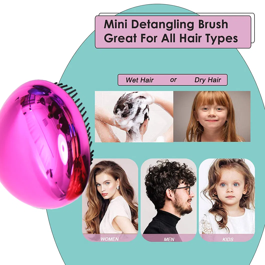 Egg Stone Shape Smaller Detangling Printing Hair Brush for Kids and Adult