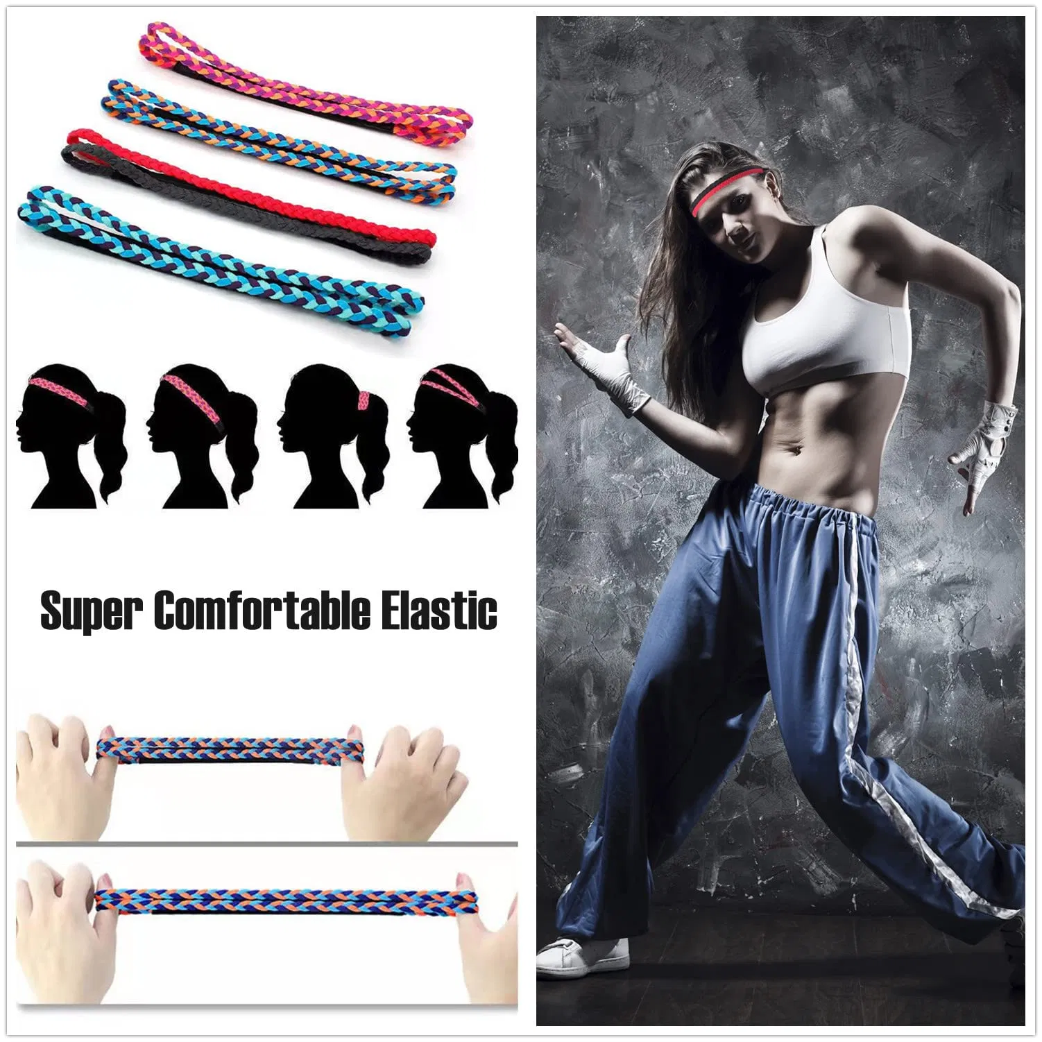 Sports Headbands, Sweatband and Hair Bands for Women and Men, Non-Slip Elastic for Running, Walking, Cycling, Yoga and Mor