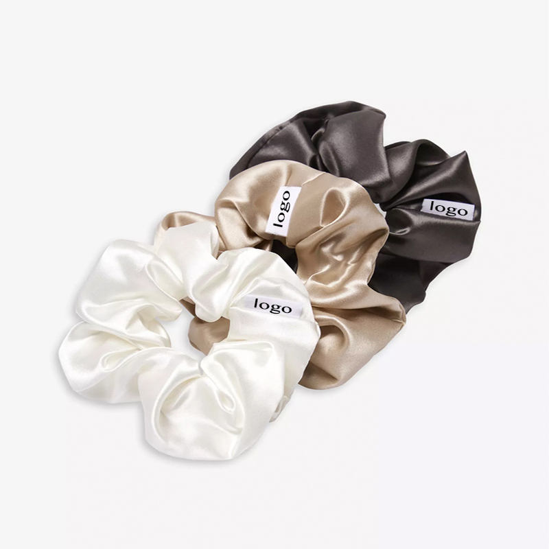 Fashionable Custom Logo Elasticated 100% Mulberry Silk Hair Scrunchies Hair Accessories for Women Hair Bands