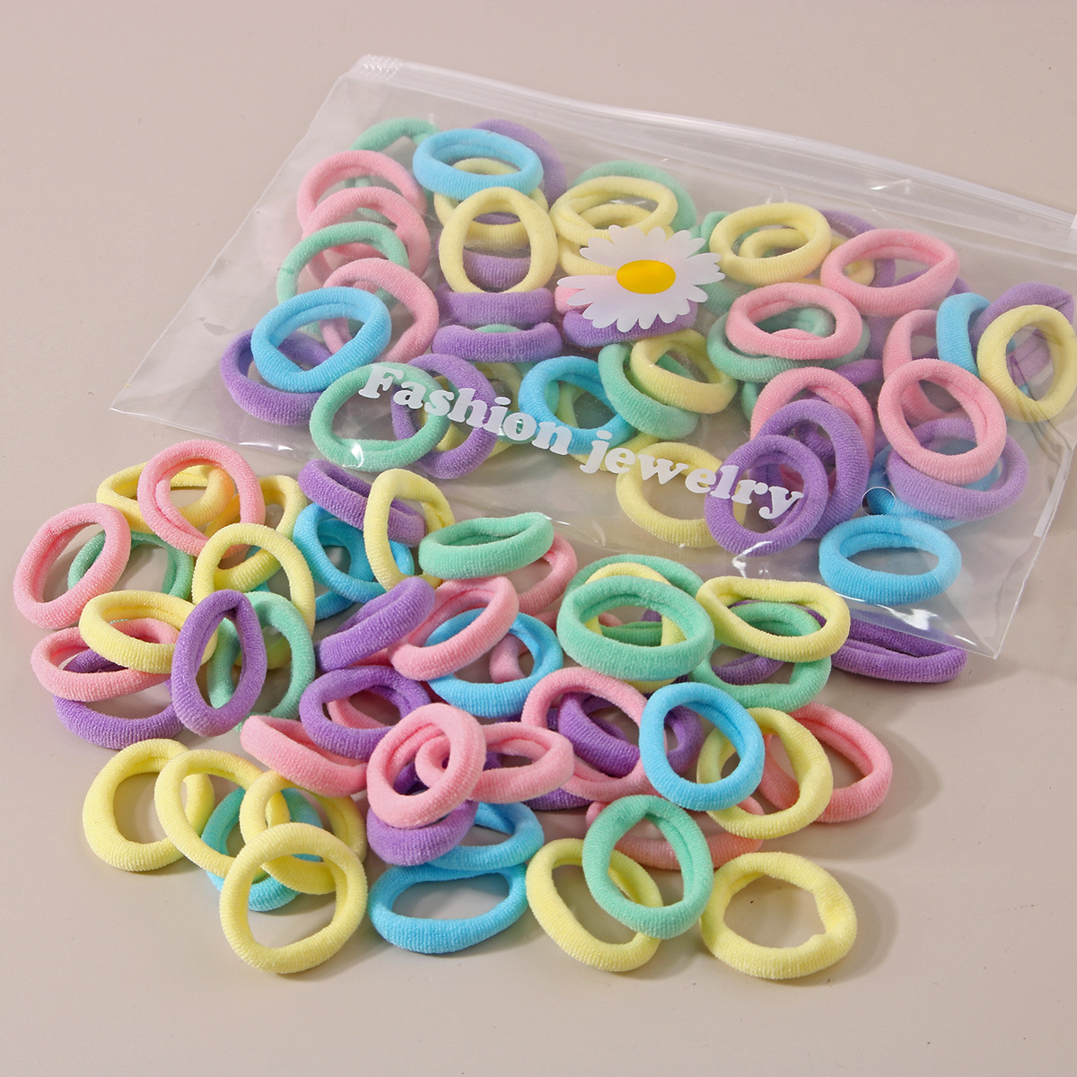 100pcs Per Sets Elastic Hair Tie 2.5CM Diameter High Elastic Hair Band for Kids Colorful Seamless Nylon Rubber Band