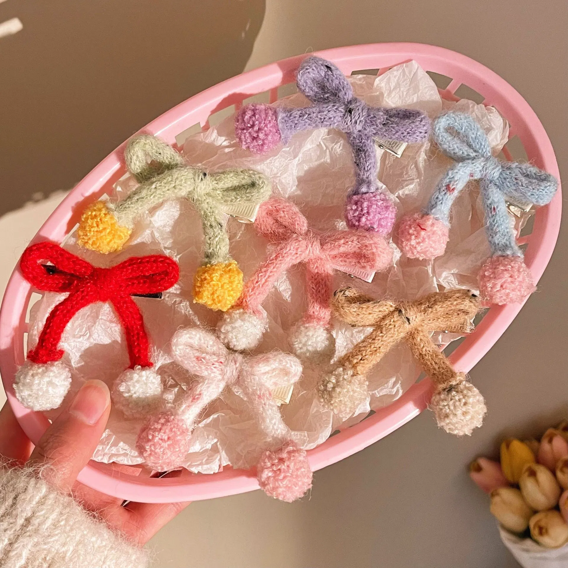 Knitted Macaron Color Series Side Clip Colored Hair Accessories 4