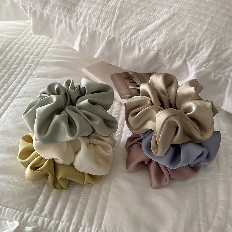Wholesale French Luxury Large Satin Scrunchies Fashionable Soft Hair Tie Large Scrunchies For Women