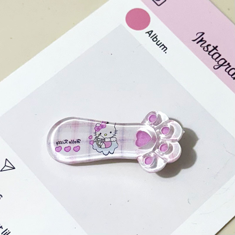 Transparent Plaid Cat Paw Cartoon Soft and Cute Three-Dimensional Cream Style Side Clip Hair Accessory Cross-Border