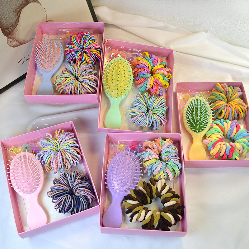 Cute Pink Rubber Band Hair Rope Set Girls Accessories Headband Baby Card Gift Box Boxed Hair Clips Hair Ties