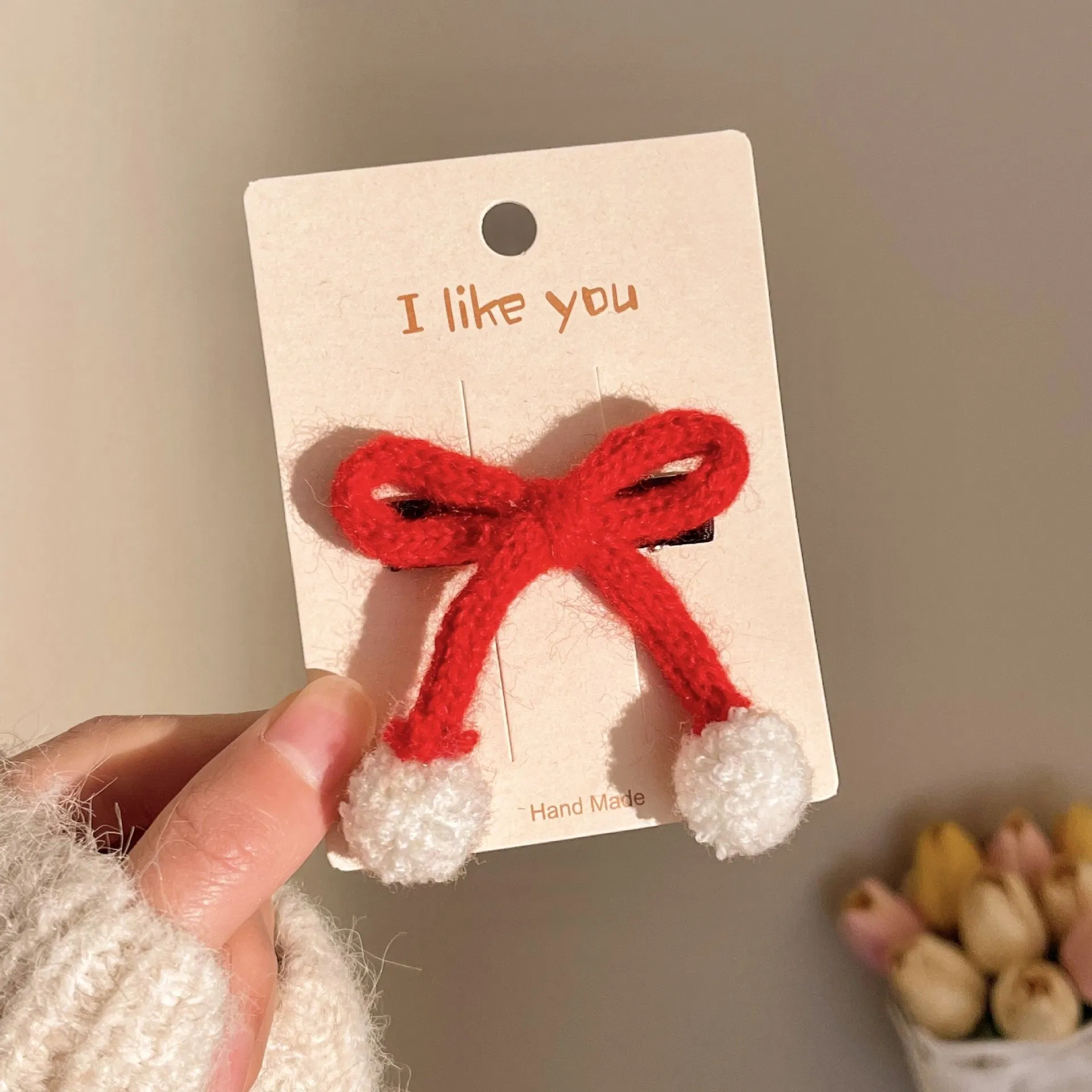 Butterfly Yarn Sweet Girl Heart Knitted Macaron Color Series Side Clip Colored Hair Accessories Factory Wholesale