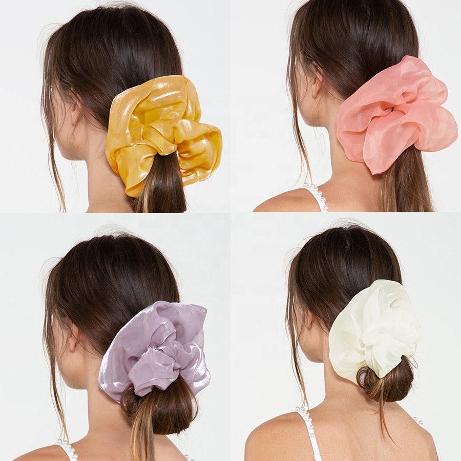 MIO Wholesale Oversized Hair Ties Designer Extra XL Jumbo Giant Scrunchy 18/15cm Large Satin Solid Color Hair Scrunchies