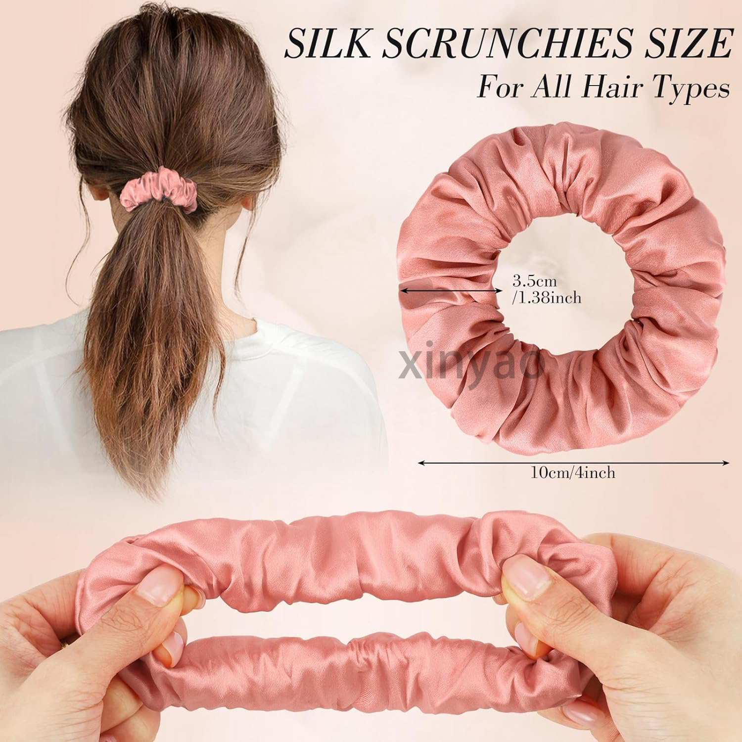 Custom Printing Mulberry Silk Hair Scrunchies for Women Softer Silk Hair Ties No Damage Ponytail Holders Multi-Purpose Hair Care
