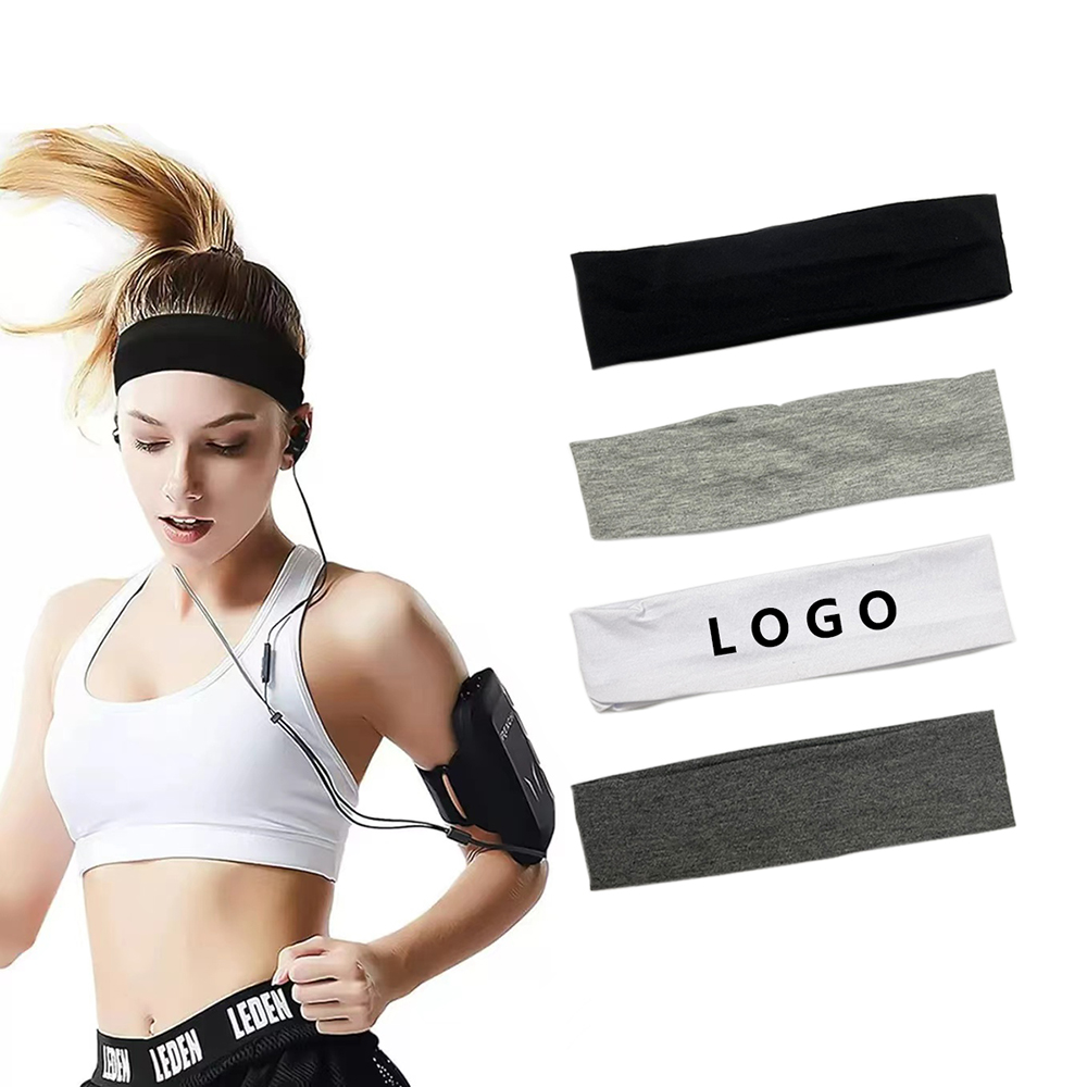 Wholesale Custom Logo Thin Elastic Moisture-wicking Polyester Yoga Tennis Basketball Running Exercise Sports Sweatband Headbands
