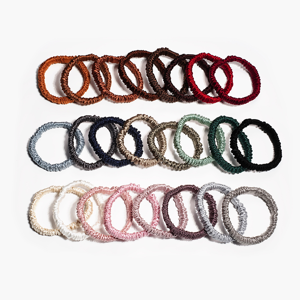 High Quality 1cm 19Momme 100% Silk Scrunchies Fashion Elegant Hair Accessories Rubber Band for Women