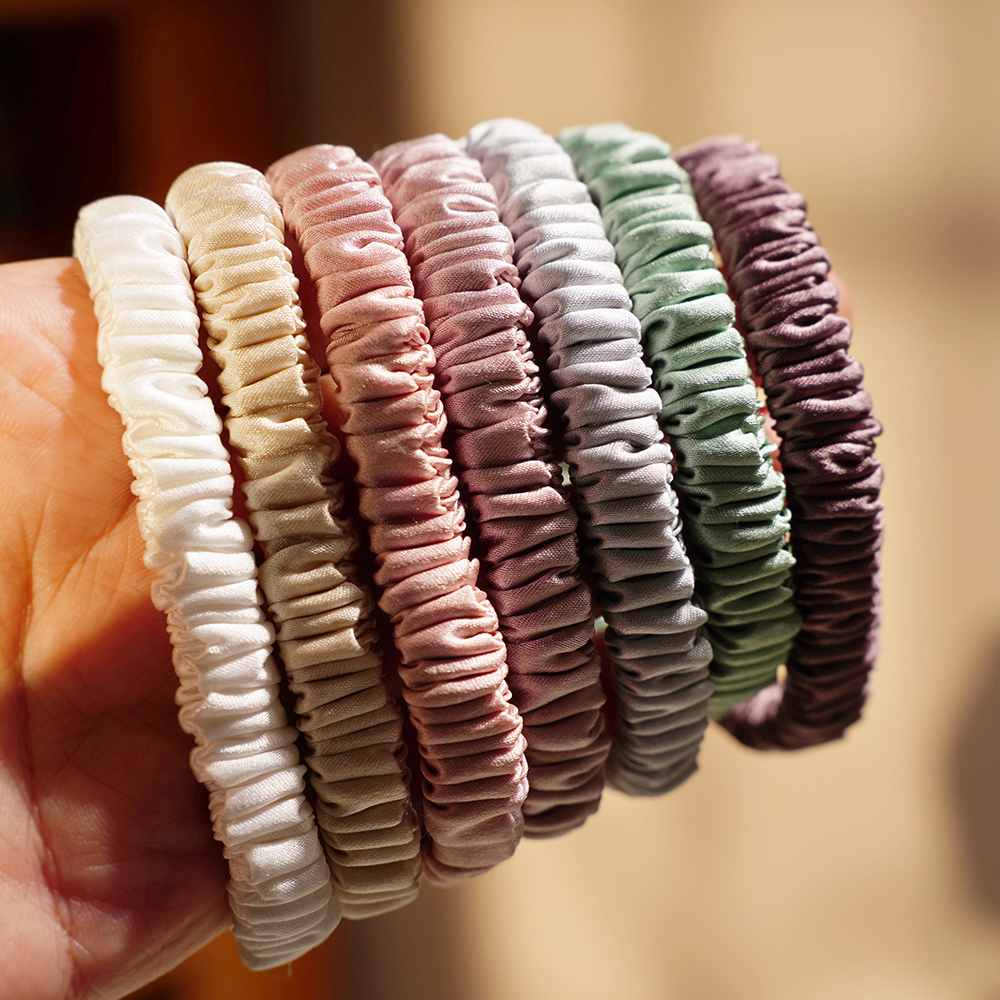 High Quality 1cm 19Momme 100% Silk Scrunchies Fashion Elegant Hair Accessories Rubber Band for Women