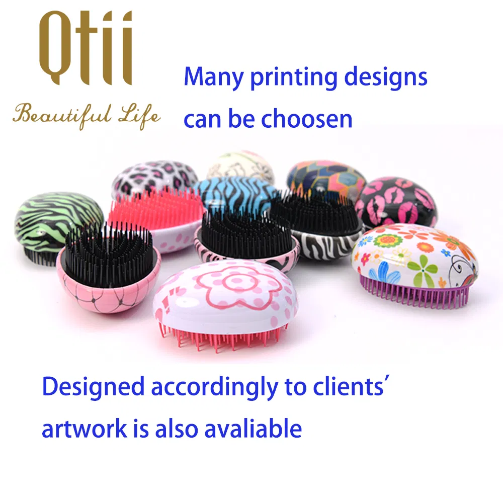 Egg Stone Shape Smaller Detangling Printing Hair Brush for Kids and Adult