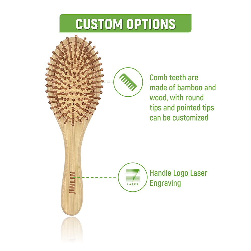 Wholesale Detangling Bamboo Detangler Wood Round Paddle Scalp Massager Hairbrush Hair Comb And Brush Set For Curly