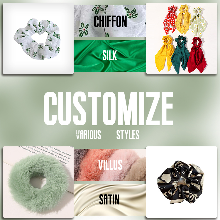 Fashion Women Accessory Bulk Elastic Hair Ties Custom 50 Solid Satin Hair Bands Girls Wholesale Silk Hair Scrunchies