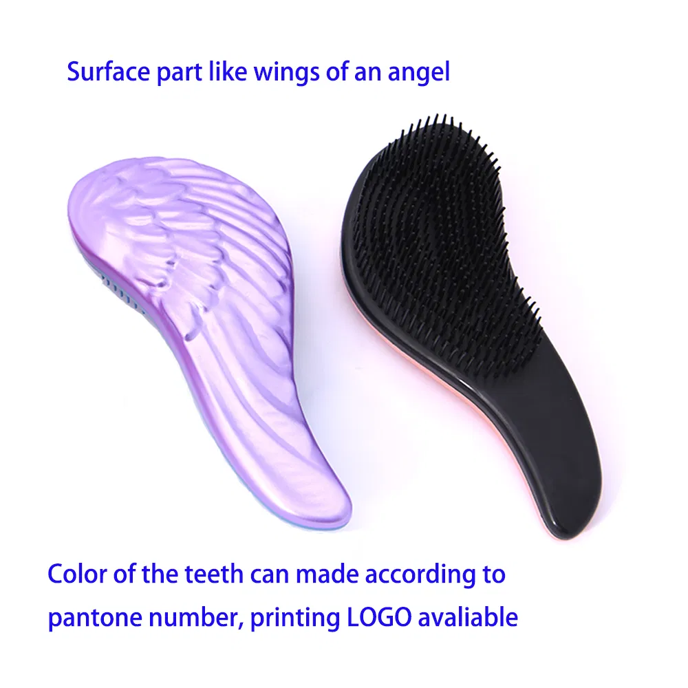 Cheap Curved Natural Glide Detangling Hair Brush with Angels Wings for All Hair Type