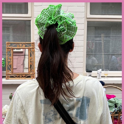 CLARMER Wholesales Fashion New Hair Accessories Plaid Hair Tie Customized Fabric 4 Layer Color Oversize Scrunchies for Women