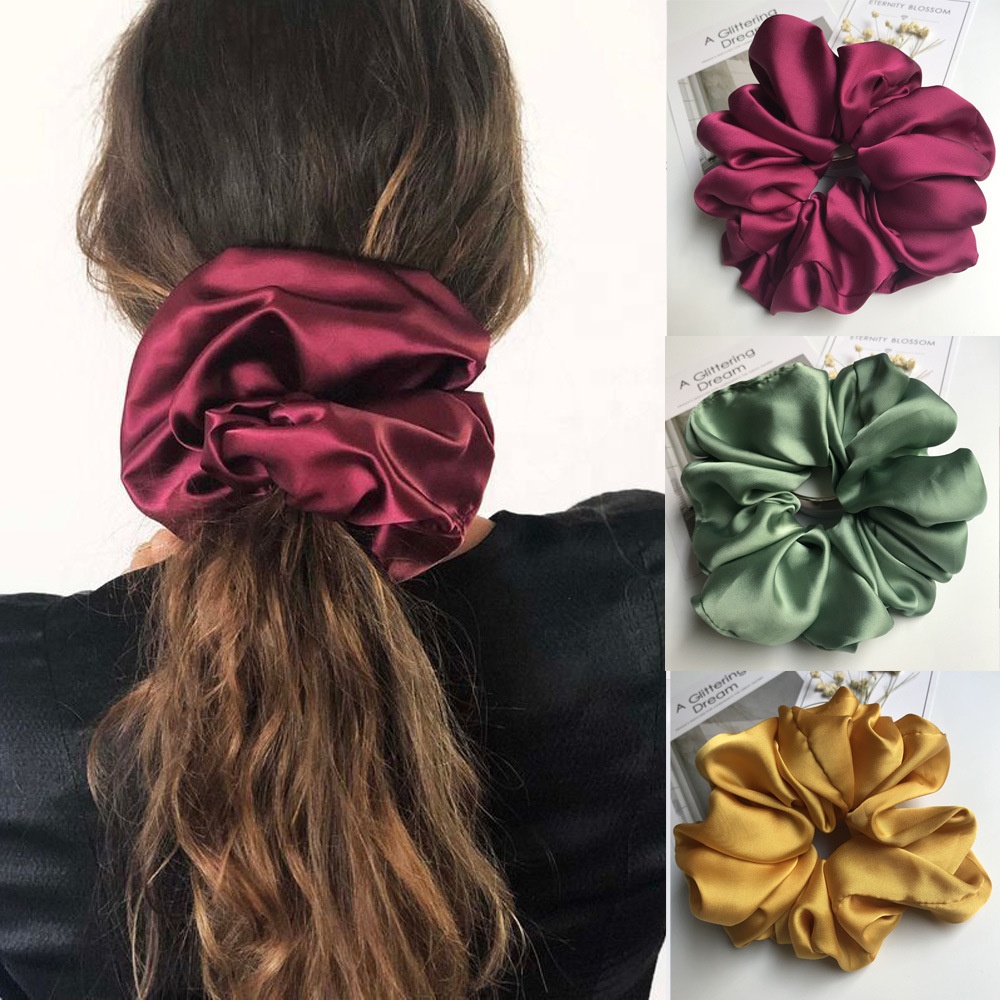 MIO Wholesale Oversized Hair Ties Designer Extra XL Jumbo Giant Scrunchy 18/15cm Large Satin Solid Color Hair Scrunchies