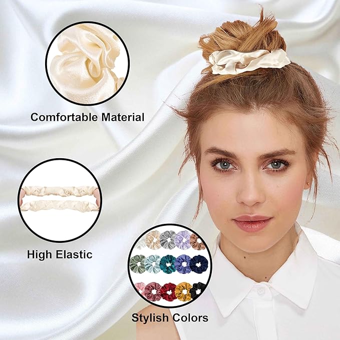 Custom Pink Satin Hair Scrunchies Popular Style Bulk Wholesale Women's Silk Hair Accessories for Girls Custom Logo