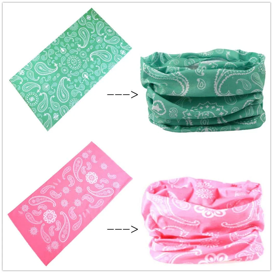 Wholesale Stretchable Adjustable Multifunctional Printed Seamless Tube Head Wear Bandana Dry Fit