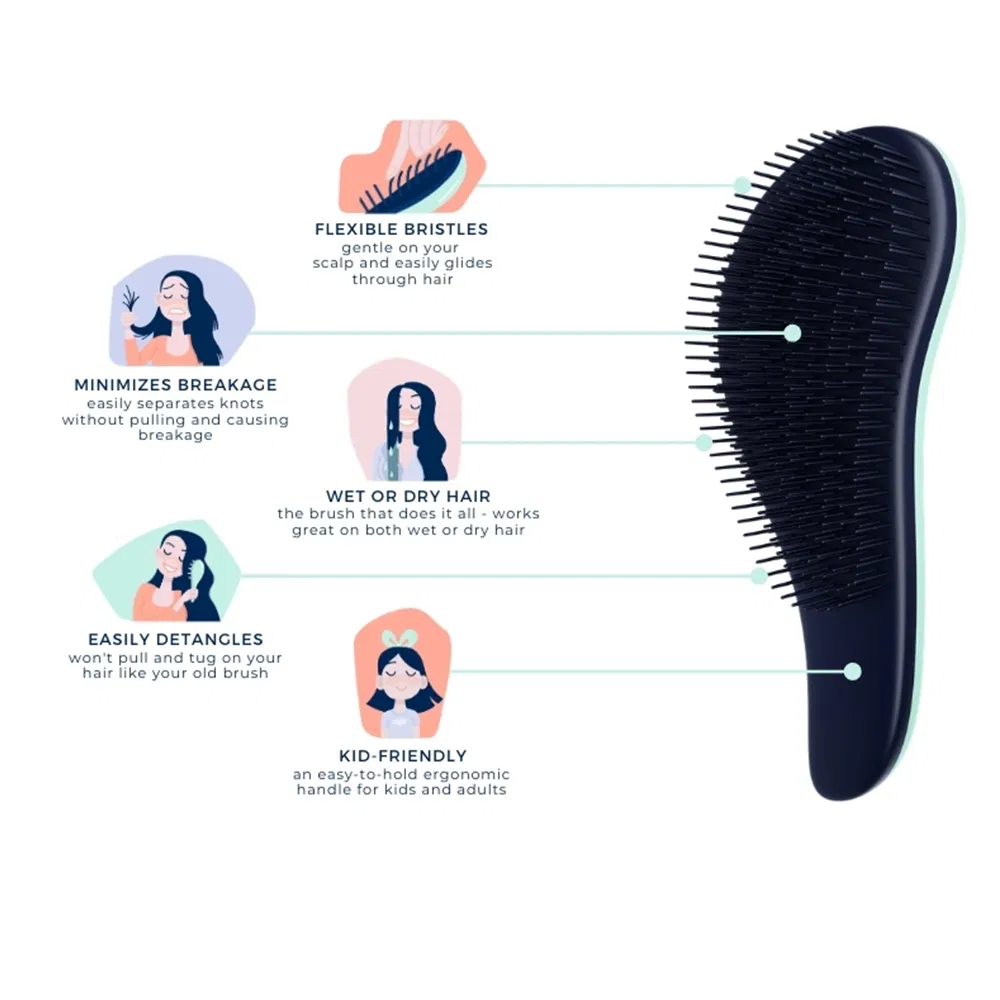Cheap Curved Natural Glide Detangling Hair Brush with Angels Wings for All Hair Type