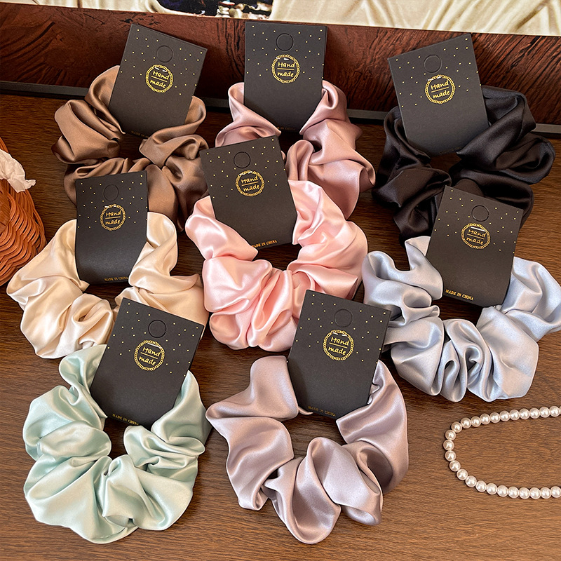 Wholesale Custom Logo Label Large 15cm Elastic Hair Ties,Oversized Satin Silk Women Scrunchies, Hairband Hair Accessories