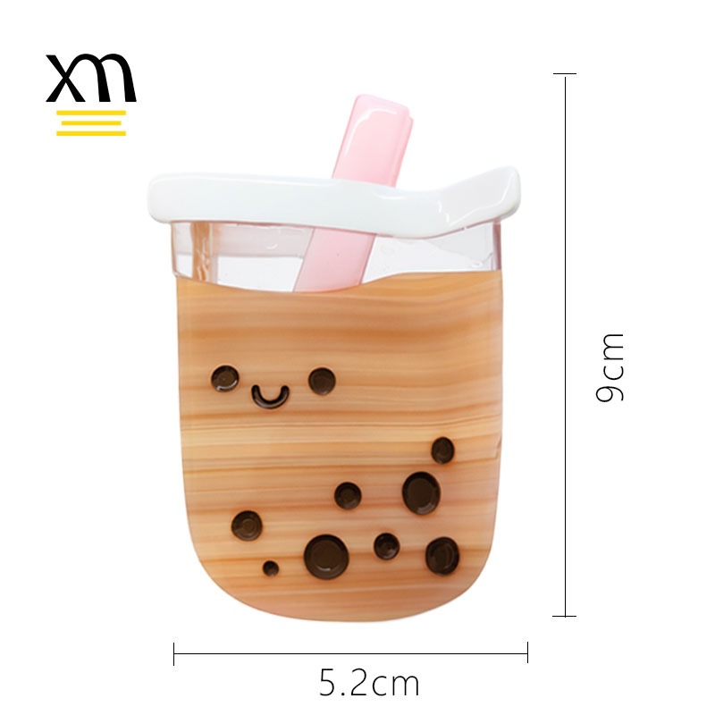 Custom Design Kawaii Boba Milk Tea Hair Claw Clip Cute Acetate Bubble Tea Clutchers Hair Clip for Girl Fashion Trending Hairclip