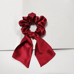 Low Price 100% Pure Silk Hair Scrunchies Women Bowknot Kids Hair Accessories Scrunchies Bow for Girls