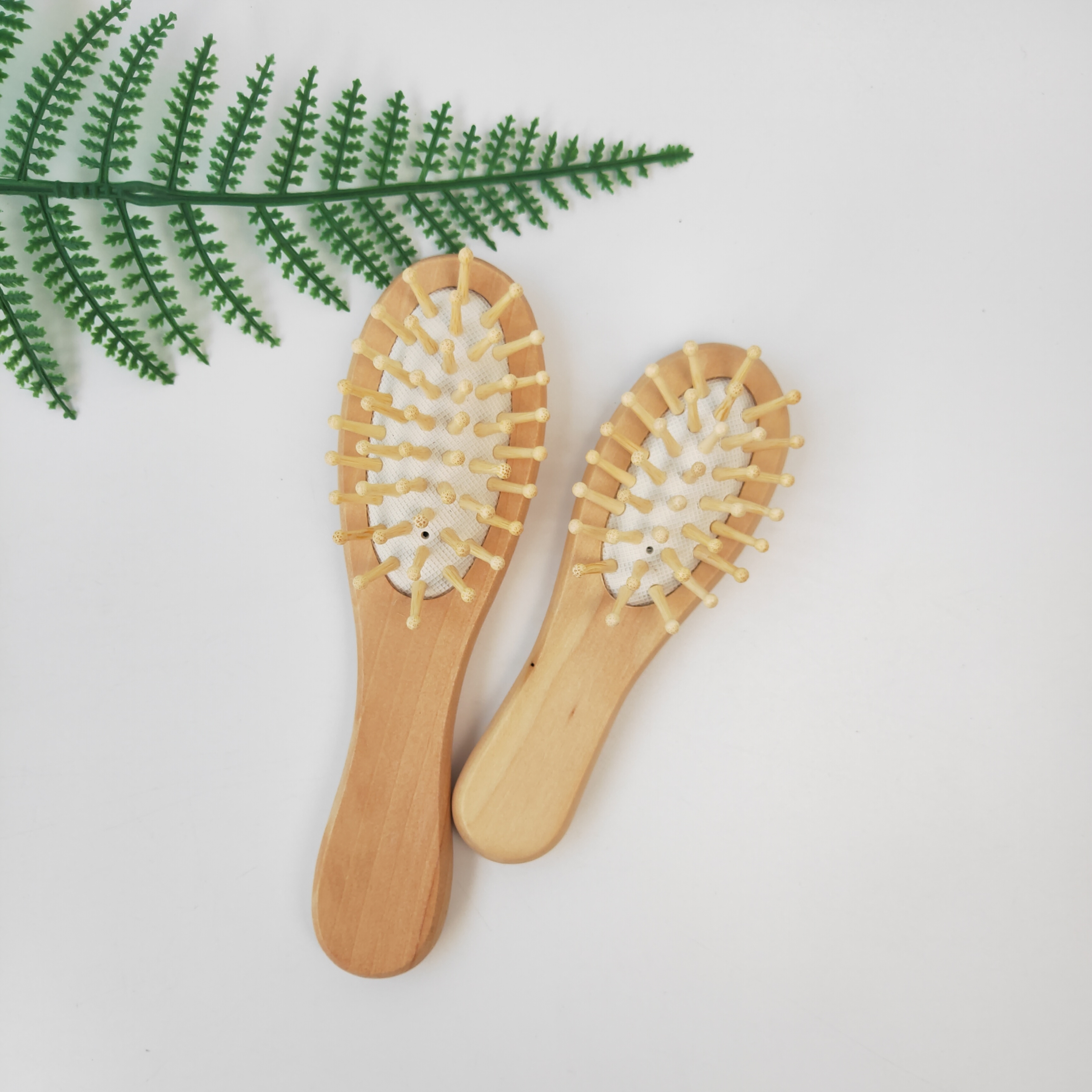 Custom Logo Bamboo Paddle Hair Brush Set Biodegradable Wooden Detangling Scalp Massage Hairbrush Bamboo Paddle Hair Brush