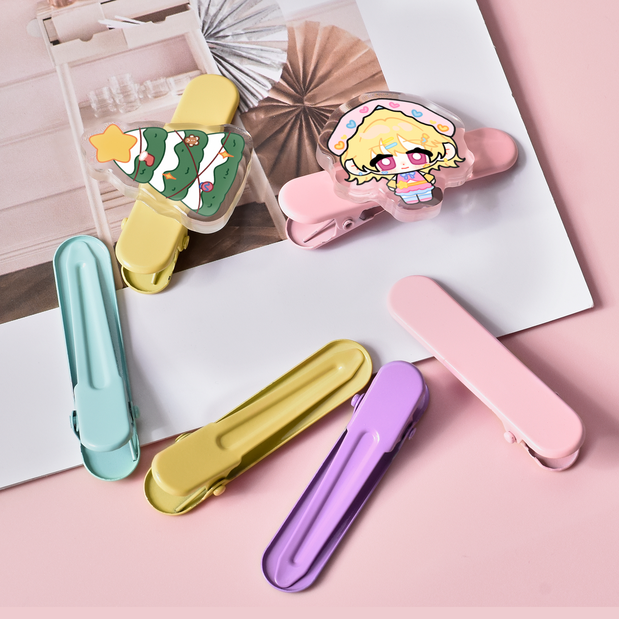 Promotional 2026 Make Your Own Design Custom Printed Acrylic Keychain/ Custom Printed Acrylic Charms Acrylic Hair Clip