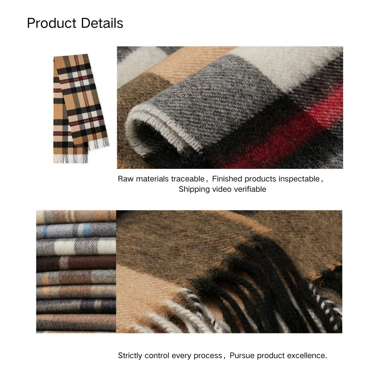 Premium 100% Cashmere Plaid Scarf Style 2