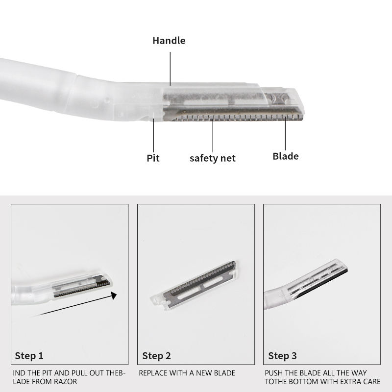 Trendy Handle Slanted Blade Stainless Steel Eyebrow Razor Portable Facial Hair Trimmer For Women XR Beauty Tools