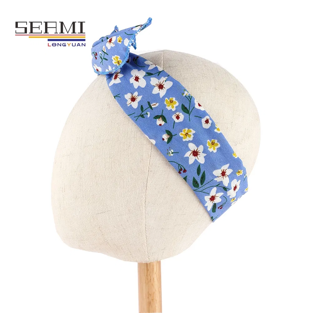 Floral Print Wire Headbands for Women, Bendable Cross Bow Bunny Ear Hair Wrap, Adjustable Styling Headband for Washing Face Daily Wear Hair Accessories