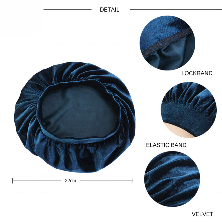 Low MOQ Wholesale Price Private Label Customized Velvet Hair Bonnets