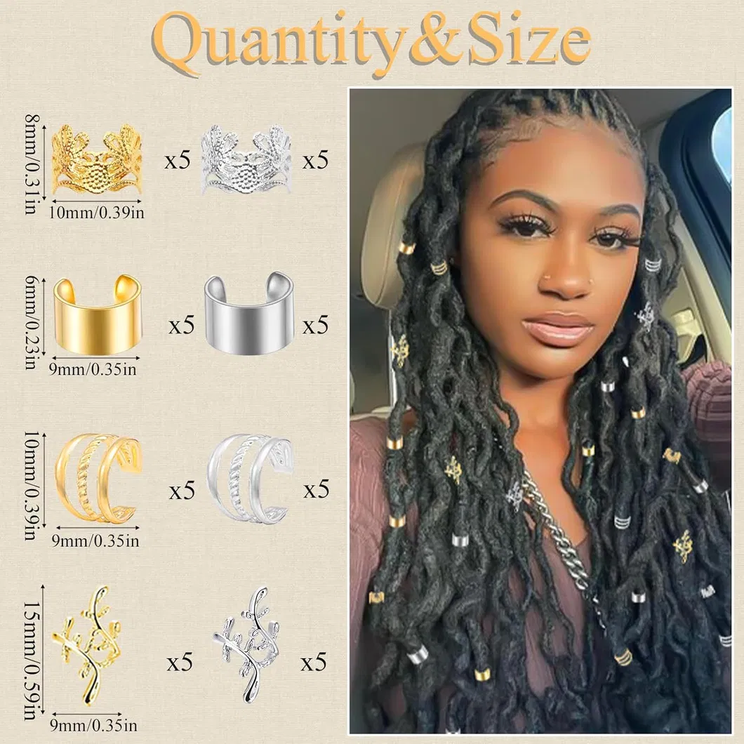 Wig Braid Dreadlock Metal Hair Extension Ring Set for Hair Accessories
