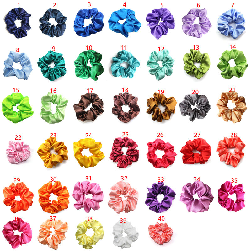 Accept ODM OEM Wholesale 40 Colors Fabric Hair Ring European Korean Style High Elasticity Women Solid Color 11cm Scrunchies Hair