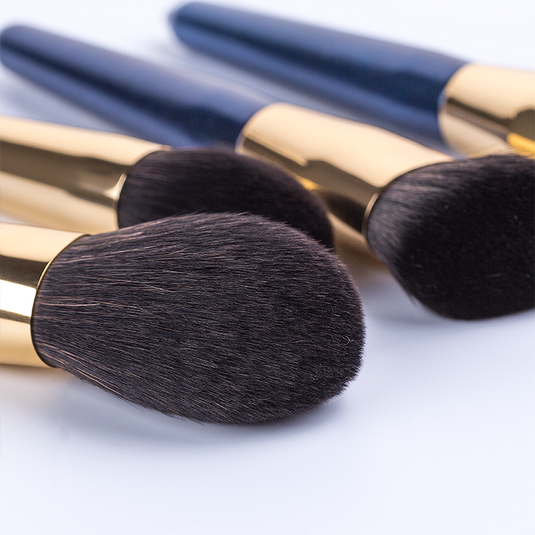2025 Manufacture 12pcs High End Fashion Blue Handle Gold Tube Makeup Brush
