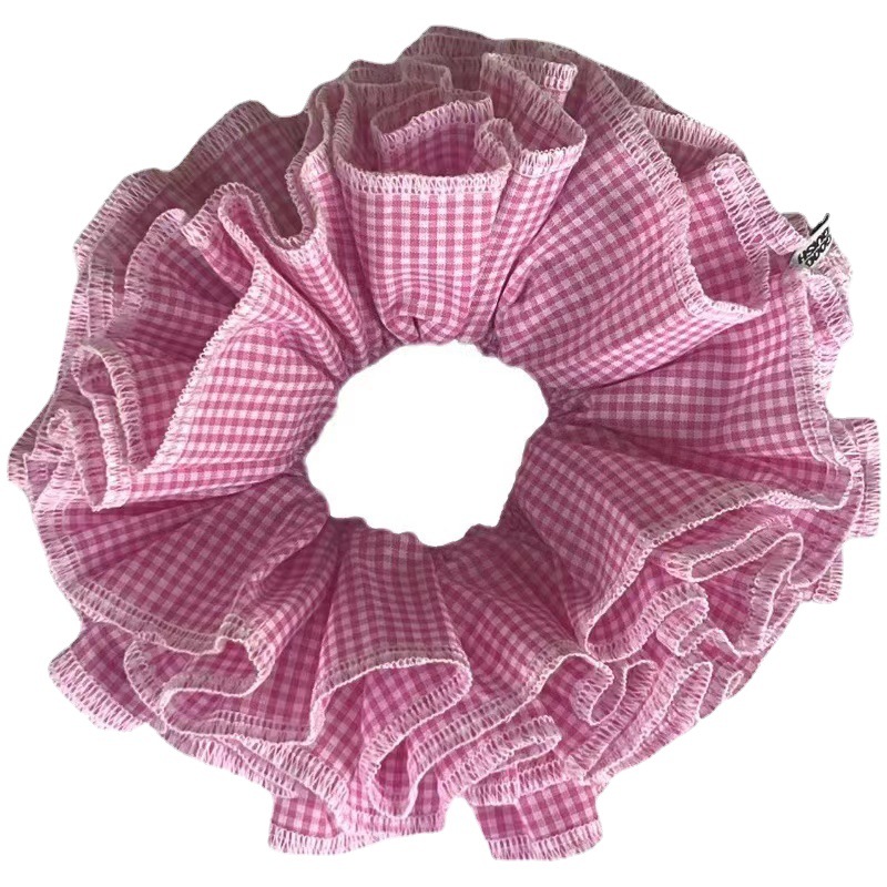 CLARMER Wholesales Fashion New Hair Accessories Plaid Hair Tie Customized Fabric 4 Layer Color Oversize Scrunchies for Women