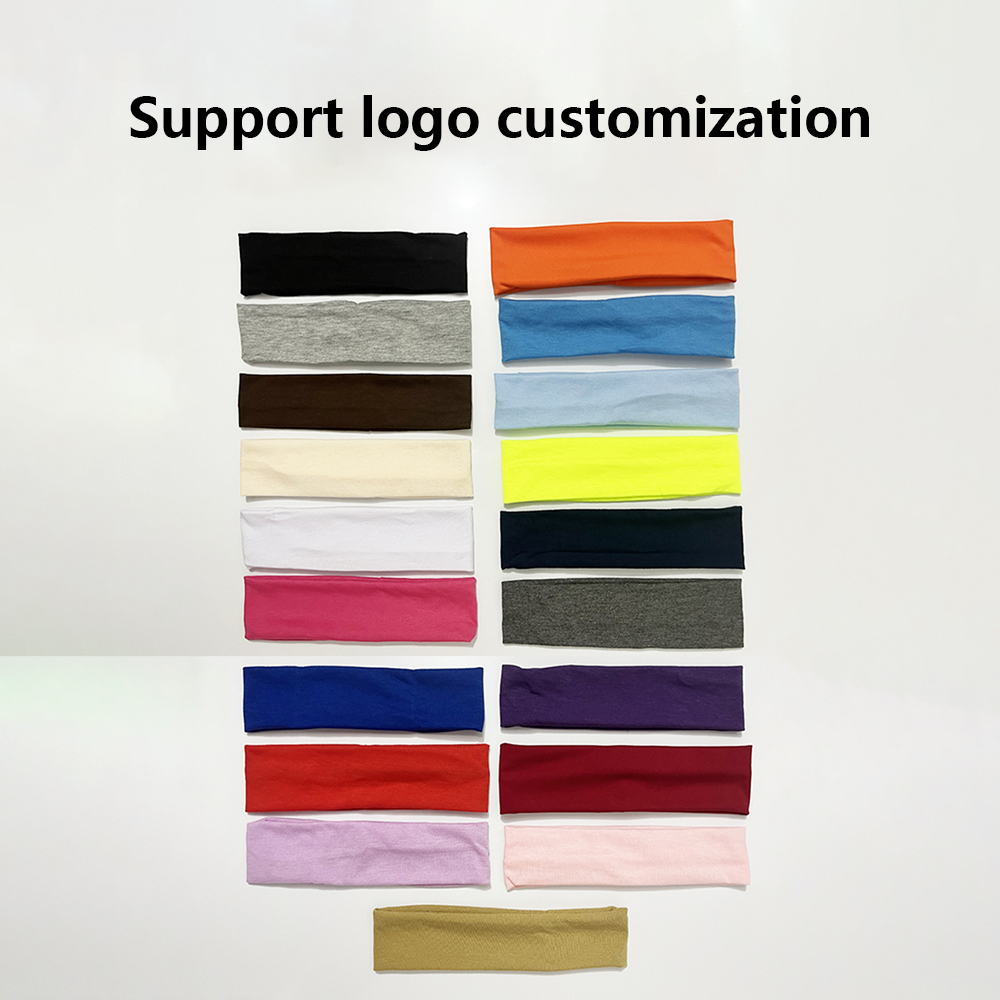 Wholesale Custom Logo Thin Elastic Moisture-wicking Polyester Yoga Tennis Basketball Running Exercise Sports Sweatband Headbands