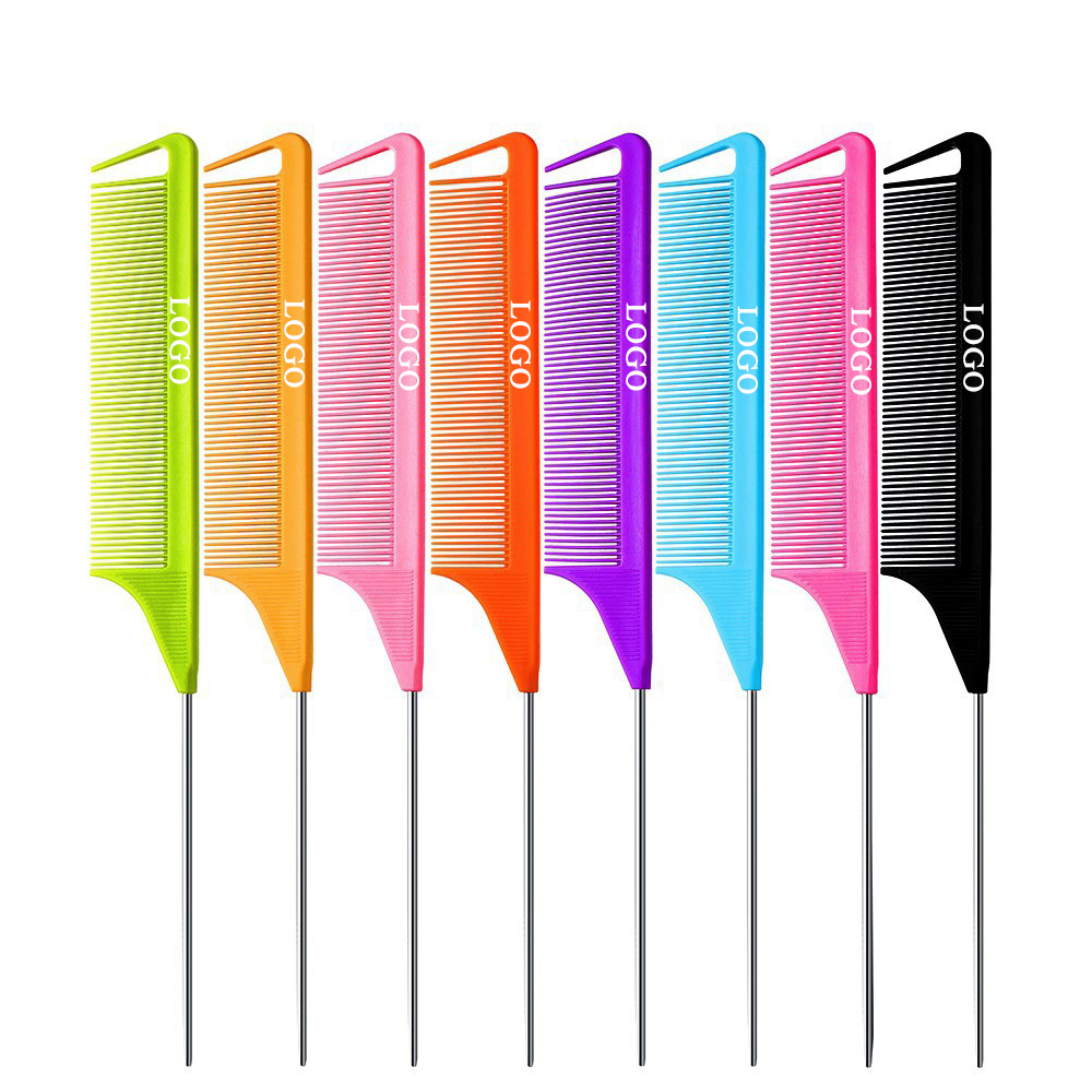 High Quality Heat Resistant Parting Hair Comb Custom Logo ABS Rat Tail Comb Anti Static Braiding Comb