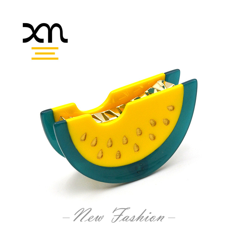 Bulk Eco Friendly Fruit Shape Banana Hair Claw Clips Logo Custom Orange Women's Hair Clips Trendy Acetate Hairclaw Biodegradable