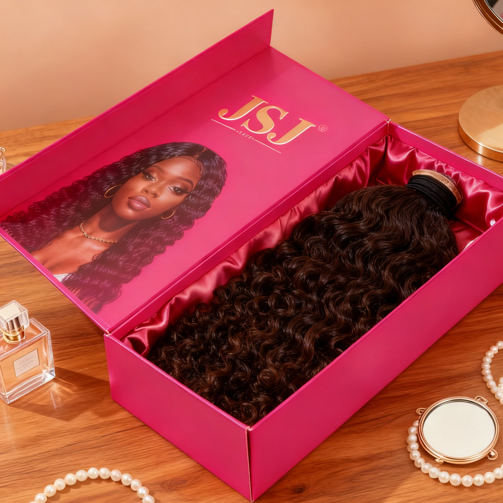 Factory Custom Printed Matt Laminated Color Wig Hair Extension Magnetic Cover Gift Box Portable Sponge Liner For Beautiful Women